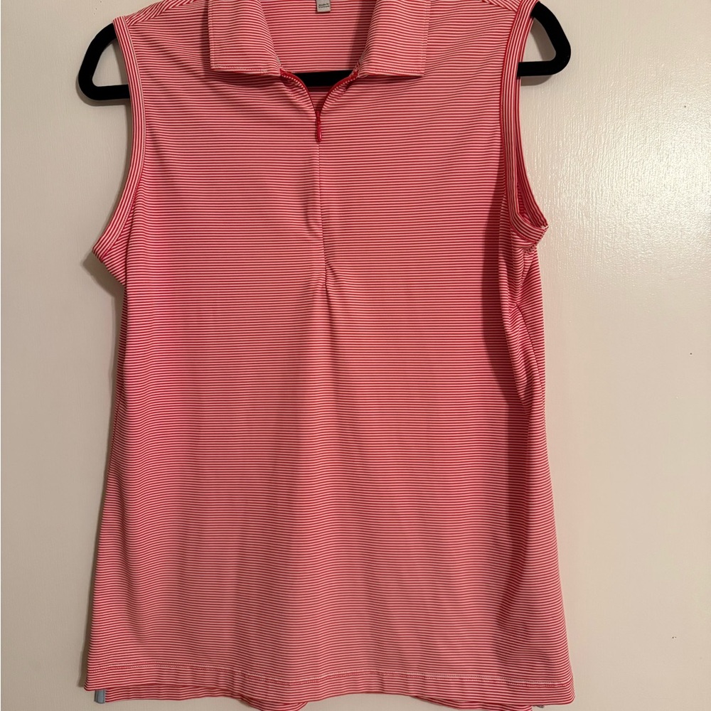 Peter Millar Coral Striped Muscle Tee